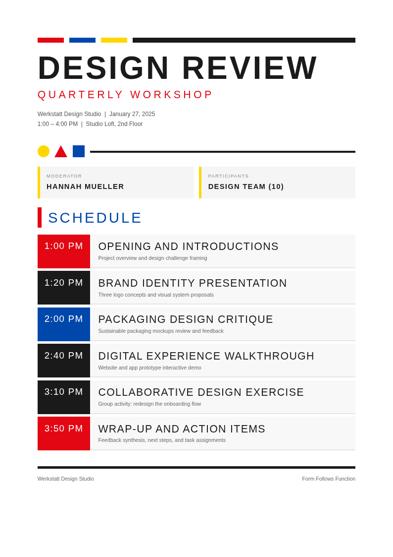 Bauhaus revival agenda